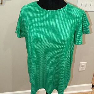Adrianna Papell Green Dot Flutter Sleeve Blouse